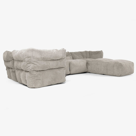 Modulsoffa 5-sits med Schäslong - Klassisk Manchestertyg Minkbrun 02