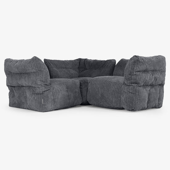 Modulsoffa Hörnsoffa 3-sits - Klassisk Manchestertyg Svart 01