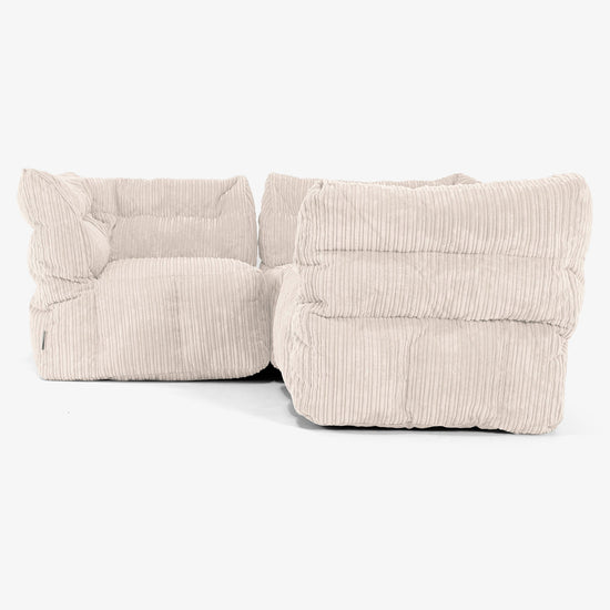 Modulsoffa Hörnsoffa 3-sits - Klassisk Manchestertyg Elfenbensvit 02