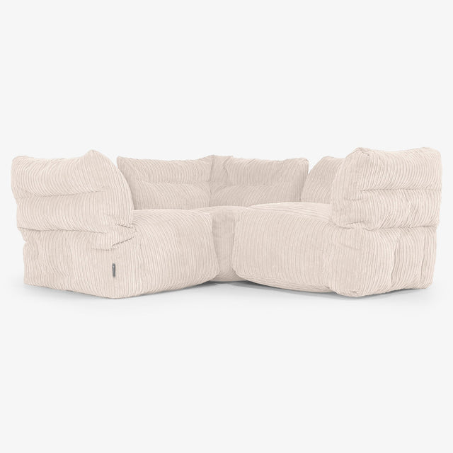 Modulsoffa Hörnsoffa 3-sits - Klassisk Manchestertyg Elfenbensvit 01