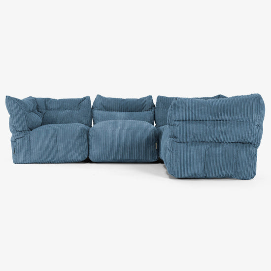 Modulsoffa Hörnsoffa 4-sits - Klassisk Manchestertyg Marinblå 02