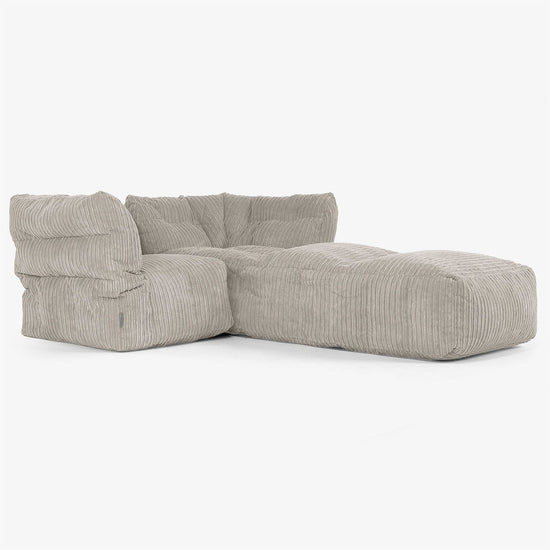 Modulsoffa 2-sits med Schäslong - Klassisk Manchestertyg Minkbrun 02