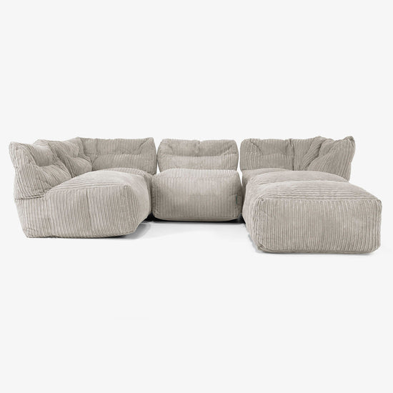 Modulsoffa 4-sits med Schäslong - Klassisk Manchestertyg Minkbrun 03