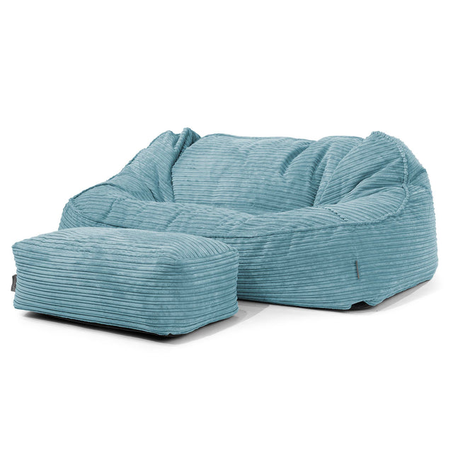 Sloucher Oversized Sittsäckssoffa - Klassisk Manchestertyg Turkos 02