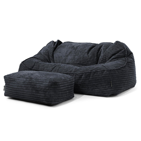 Sloucher Oversized Sittsäckssoffa - Klassisk Manchestertyg Svart 02