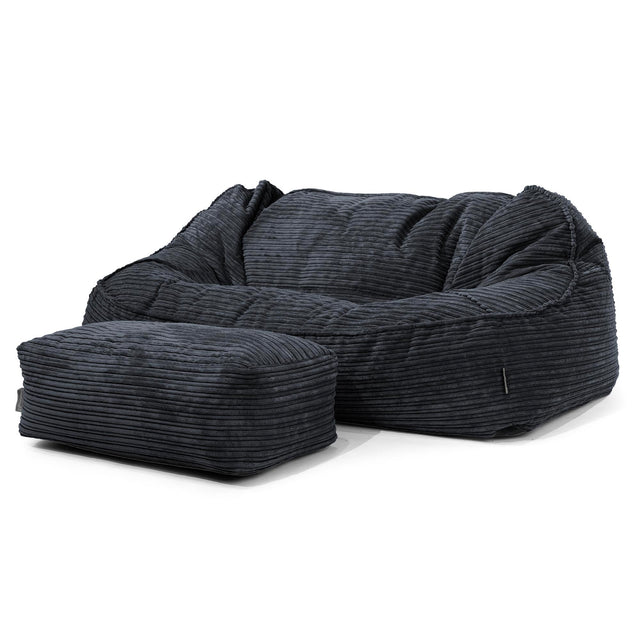 Sloucher Oversized Sittsäckssoffa - Klassisk Manchestertyg Svart 02