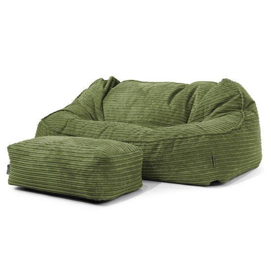 Sloucher Oversized Sittsäckssoffa - Klassisk Manchestertyg Skogsgrön 02