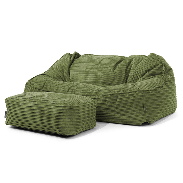 Sloucher Oversized Sittsäckssoffa - Klassisk Manchestertyg Skogsgrön 02