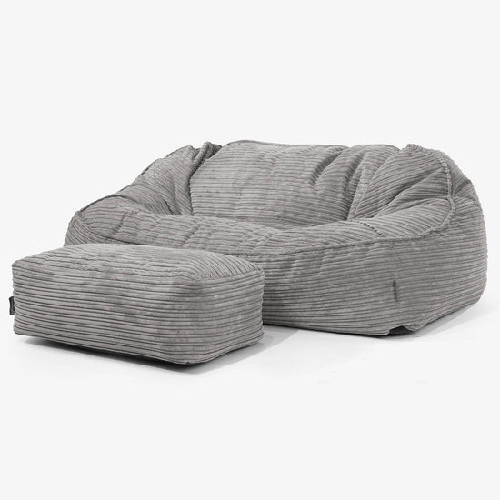 Sloucher Oversized Sittsäckssoffa - Klassisk Manchestertyg Grafitgrå 02