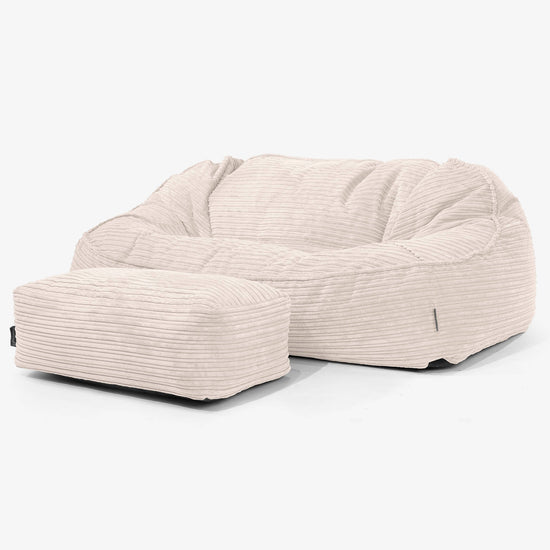Sloucher Oversized Sittsäckssoffa - Klassisk Manchestertyg Elfenbensvit 02