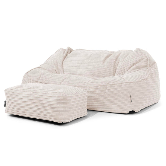 Sloucher Oversized Sittsäckssoffa - Klassisk Manchestertyg Elfenbensvit 02