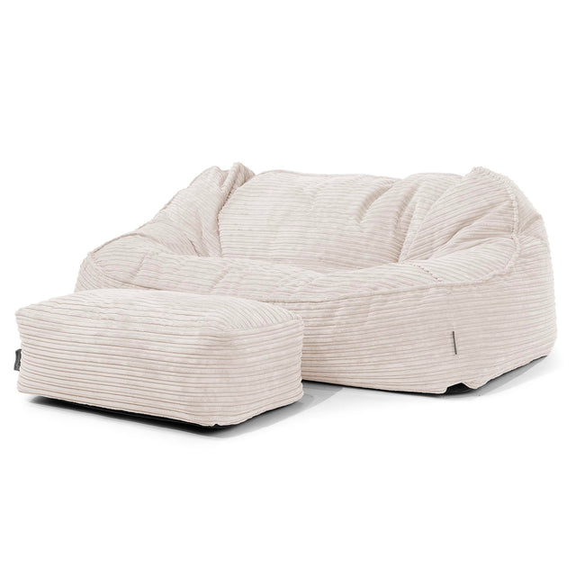 Sloucher Oversized Sittsäckssoffa - Klassisk Manchestertyg Elfenbensvit 02