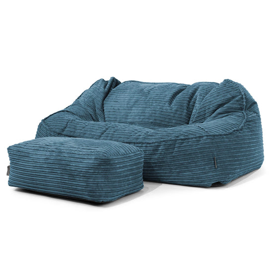 Sloucher Oversized Sittsäckssoffa - Klassisk Manchestertyg Marinblå 02