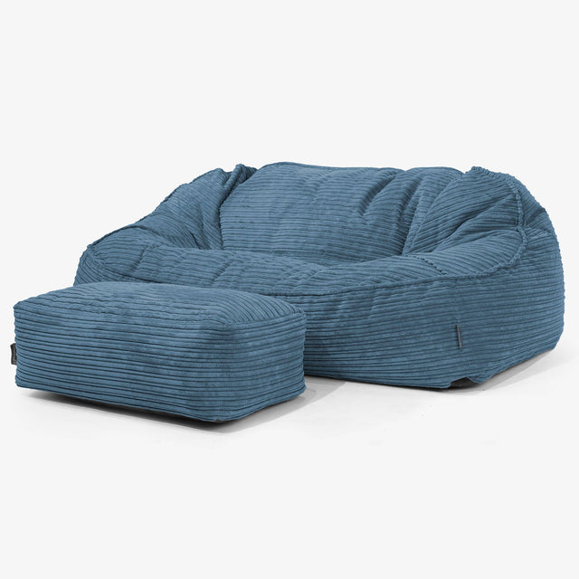 Sloucher Oversized Sittsäckssoffa - Klassisk Manchestertyg Marinblå 02