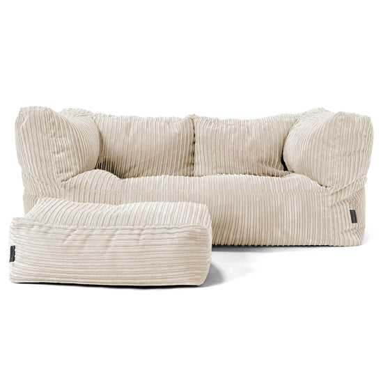 Albert 2-sits Saccosäcksoffa - Klassisk Manchestertyg Gräddvit 02