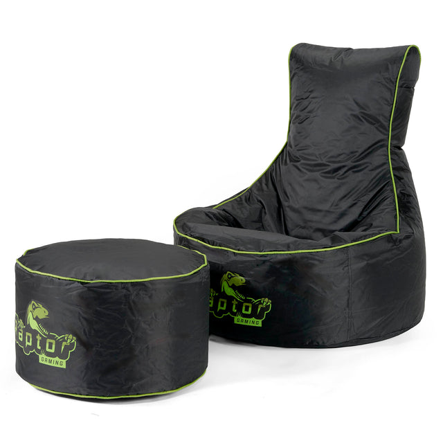 Gaming Sittsäck i Bilstolsstil - Svart / Grön 02