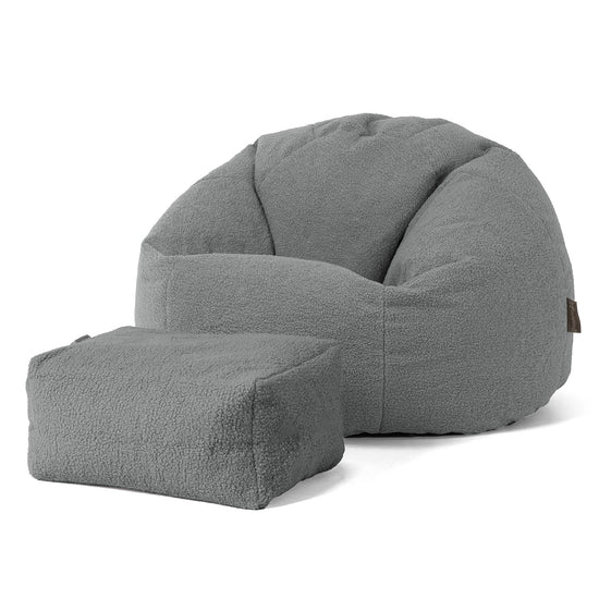 Klassisk Sittsäck Stol - Boucle Grå 02