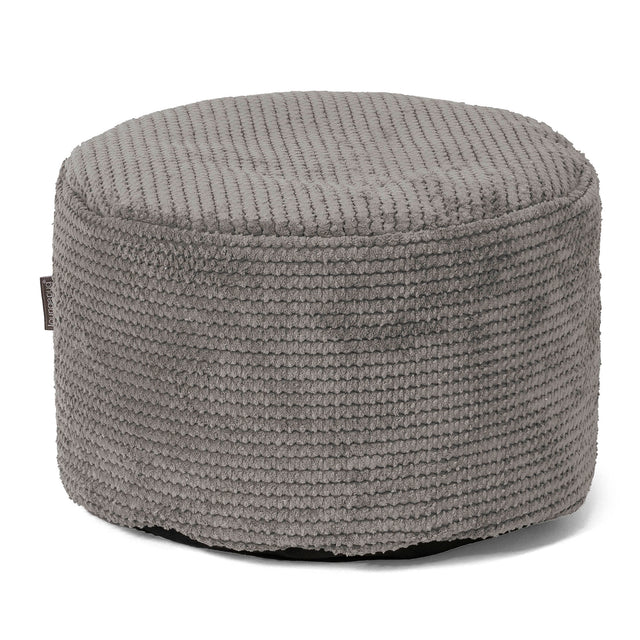 Liten Rund Fotpall - Pom-pom Mörkgrå 01