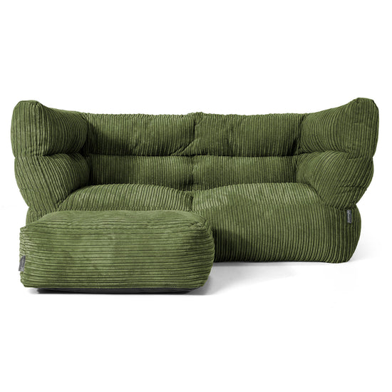 Louis 2-sits Saccosäcksoffa - Klassisk Manchestertyg Skogsgrön 02