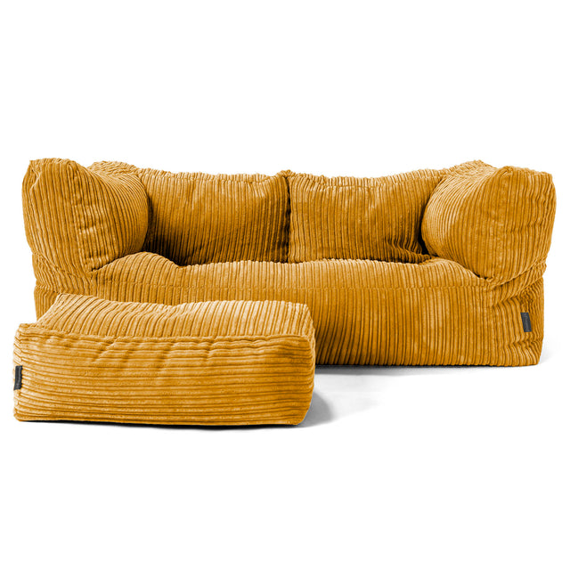 Albert 2-sits Saccosäcksoffa - Klassisk Manchestertyg Gyllene Honung 02