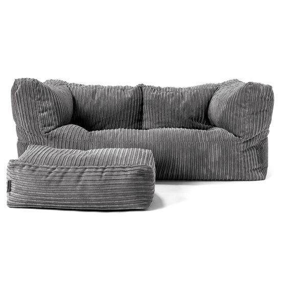 Albert 2-sits Saccosäcksoffa - Klassisk Manchestertyg Skiffergrå 02