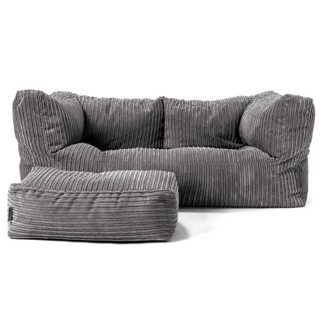 Albert 2-sits Saccosäcksoffa - Klassisk Manchestertyg Skiffergrå 02