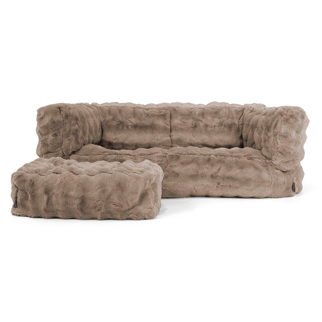 Albert 2-sits Saccosäcksoffa - Fuskpäls Bubble Minkbrun 02