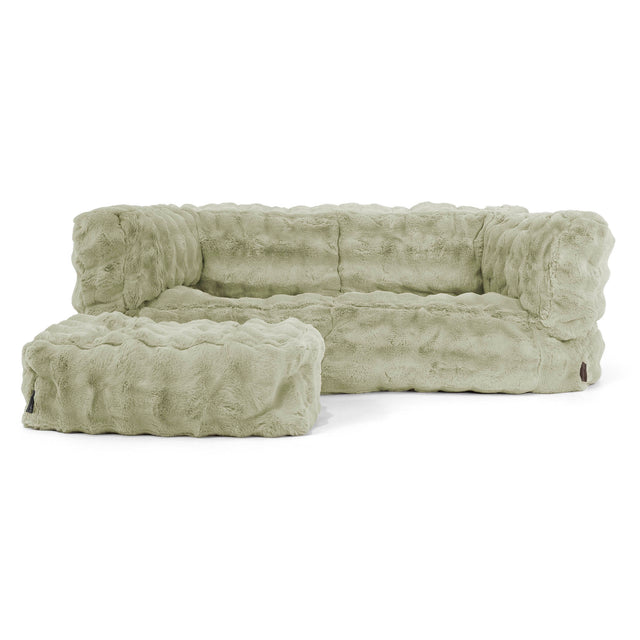 Albert 2-sits Saccosäcksoffa - Fuskpäls Bubble Salviagrön 02
