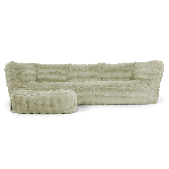 Albert 3-sits Saccosäcksoffa - Fuskpäls Bubble Salviagrön 02