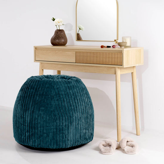 Sminkstol Puff - Klassisk Manchestertyg Teal - 02