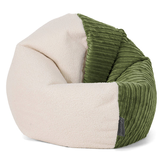 Flexforma Saccosäcksstol för Barn för Småbarn 1-3 år - Boucle & Manchestertyg Skogsgrön 01