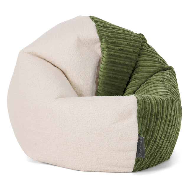 Flexforma Saccosäcksstol för Barn för Småbarn 1-3 år - Boucle & Manchestertyg Skogsgrön 01