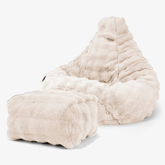 Game Fåtölj Saccosäck - Fuskpäls Bubble Gräddvit 01