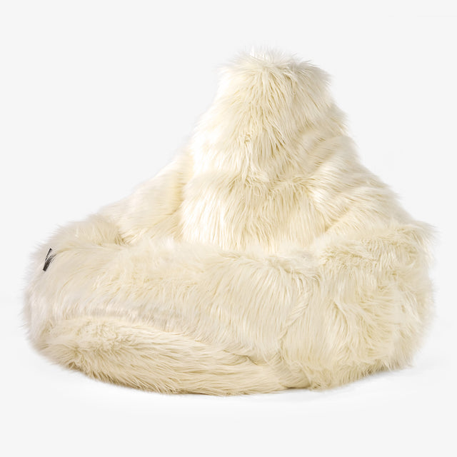 Game Fåtölj Saccosäck - Mongoliskt Fuskpäls Gräddvit 01