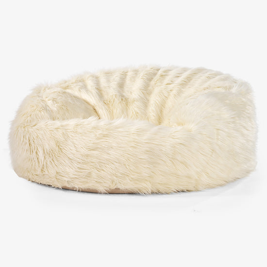 Jätte Saccosäck Soffa 'Mammut' - Mongoliskt Fuskpäls Gräddvit 01