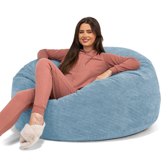 Jätte Saccosäck Soffa 'Mammut' - Pom-pom Himmelsblå 01