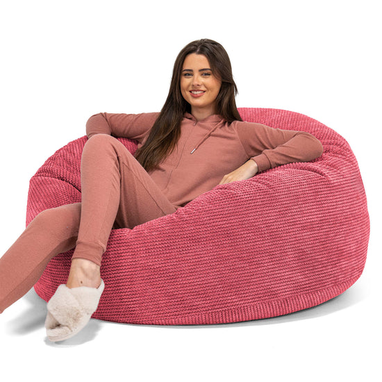 Jätte Saccosäck Soffa 'Mammut' - Pom-pom Pastellröd 01