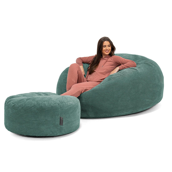Jätte Saccosäck XXL 'Mega Mammut' - Pom-pom Mossgrön 02