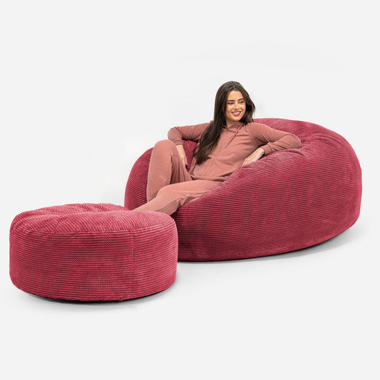 Jätte Saccosäck XXL 'Mega Mammut' - Pom-pom Pastellröd 02