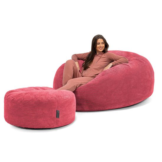 Jätte Saccosäck XXL 'Mega Mammut' - Pom-pom Pastellröd 02