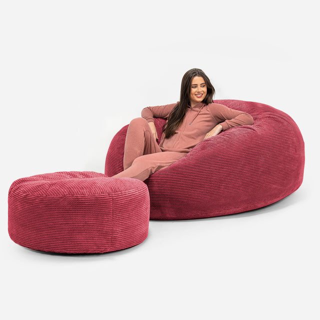 Jätte Saccosäck XXL 'Mega Mammut' - Pom-pom Pastellröd 02