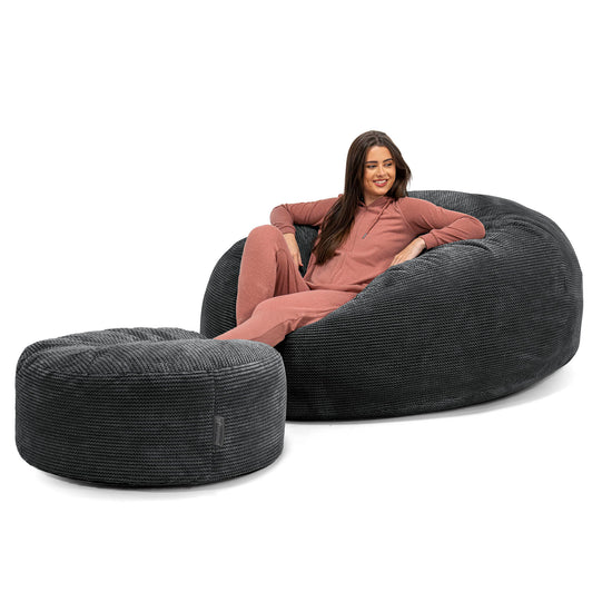 Jätte Saccosäck XXL 'Mega Mammut' - Pom-pom Svart 02