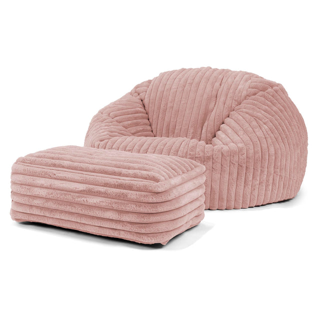 Klassisk Saccosäck Soffa - Ultraplyschmanchestertyg Gammelrosa 02