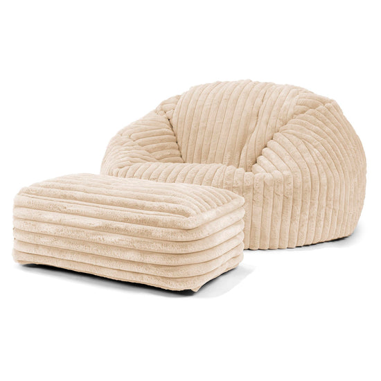 Klassisk Saccosäck Soffa - Ultraplyschmanchestertyg Gräddvit 02