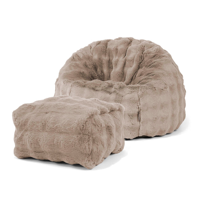 Klassisk Sittsäck Stol - Fuskpäls Bubble Minkbrun 02