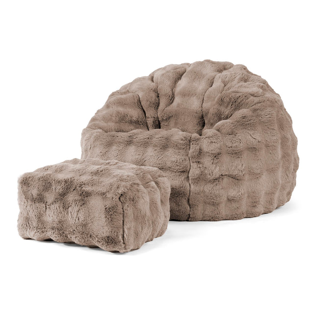 Klassisk Sittsäck Stol - Fuskpäls Bubble Minkbrun 02