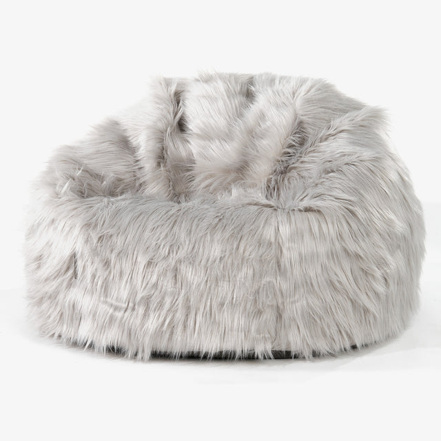 Klassisk Sittsäck Stol - Mongoliskt Fuskpäls Grey 01