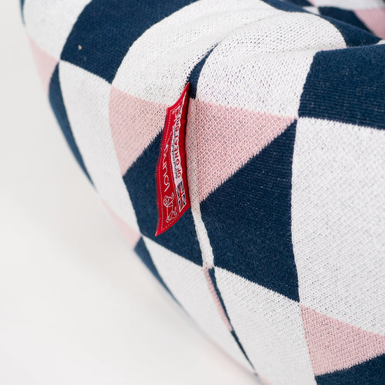 Klassisk Sittsäck Stol - Stickad Geometrisk Blå 03