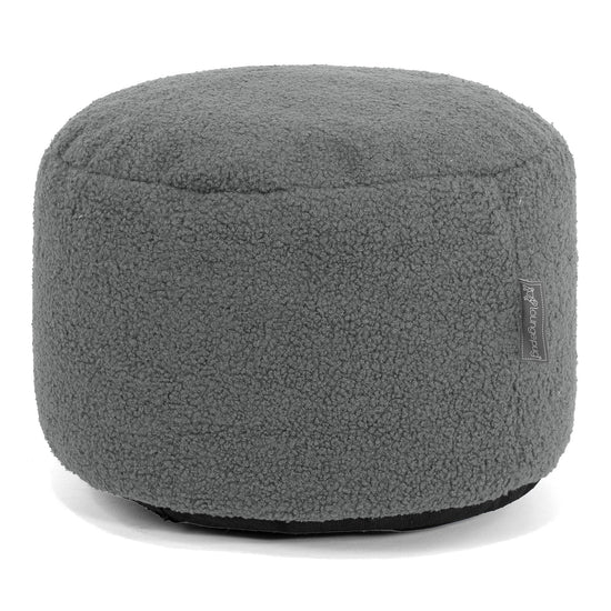 Liten Rund Fotpall - Boucle Grå 01