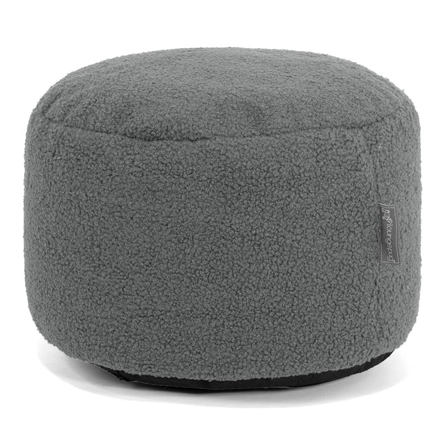 Liten Rund Fotpall - Boucle Grå 01